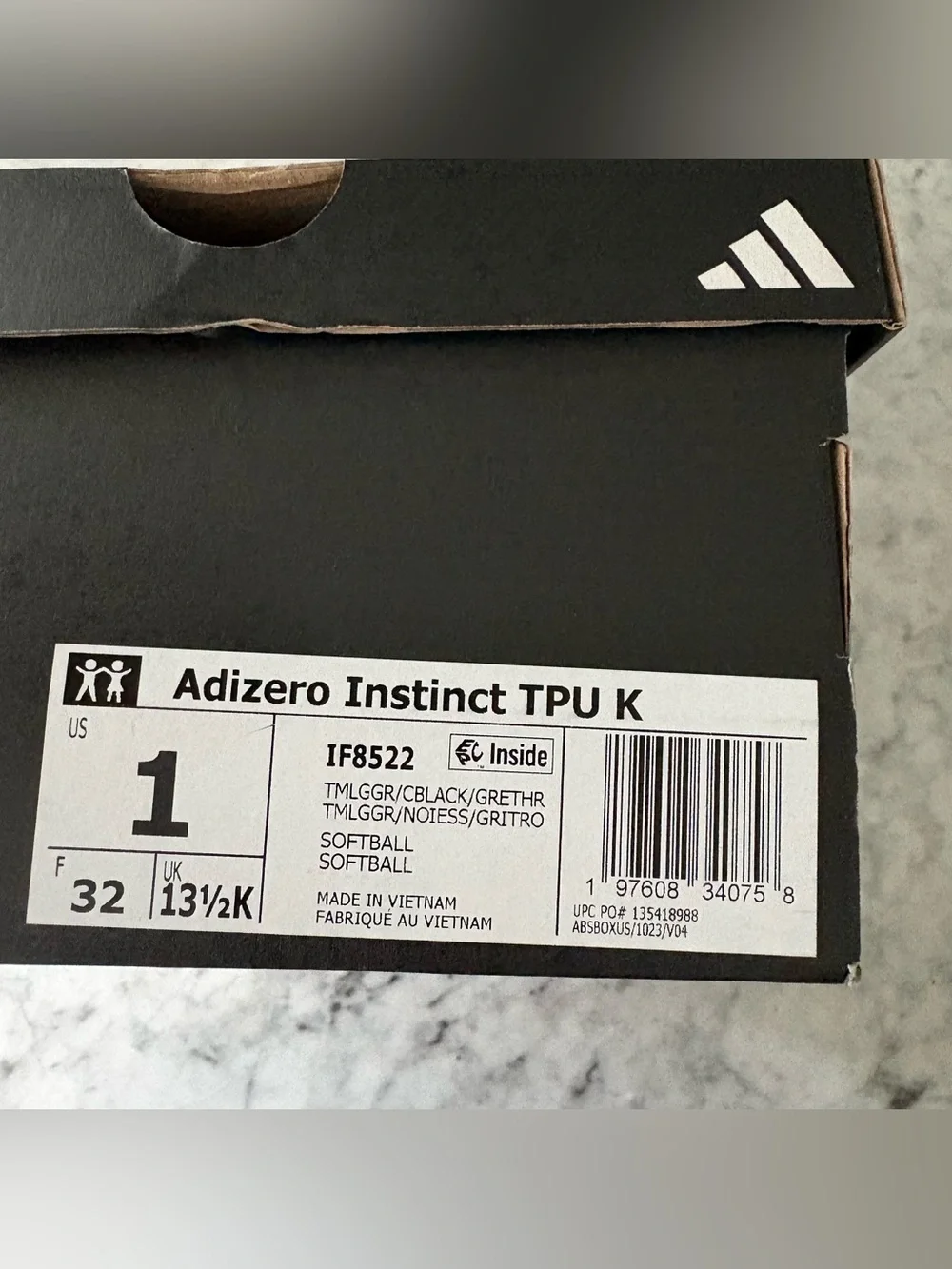 Adidas Adizero Instinct TPU Unisex Molded Softball Cleats Size 1K Little Girl